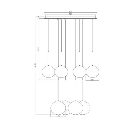 Ondaluce - Żyrandol na lince JEWEL 8xE14/10W/230V śr. 70 cm złoty/biały
