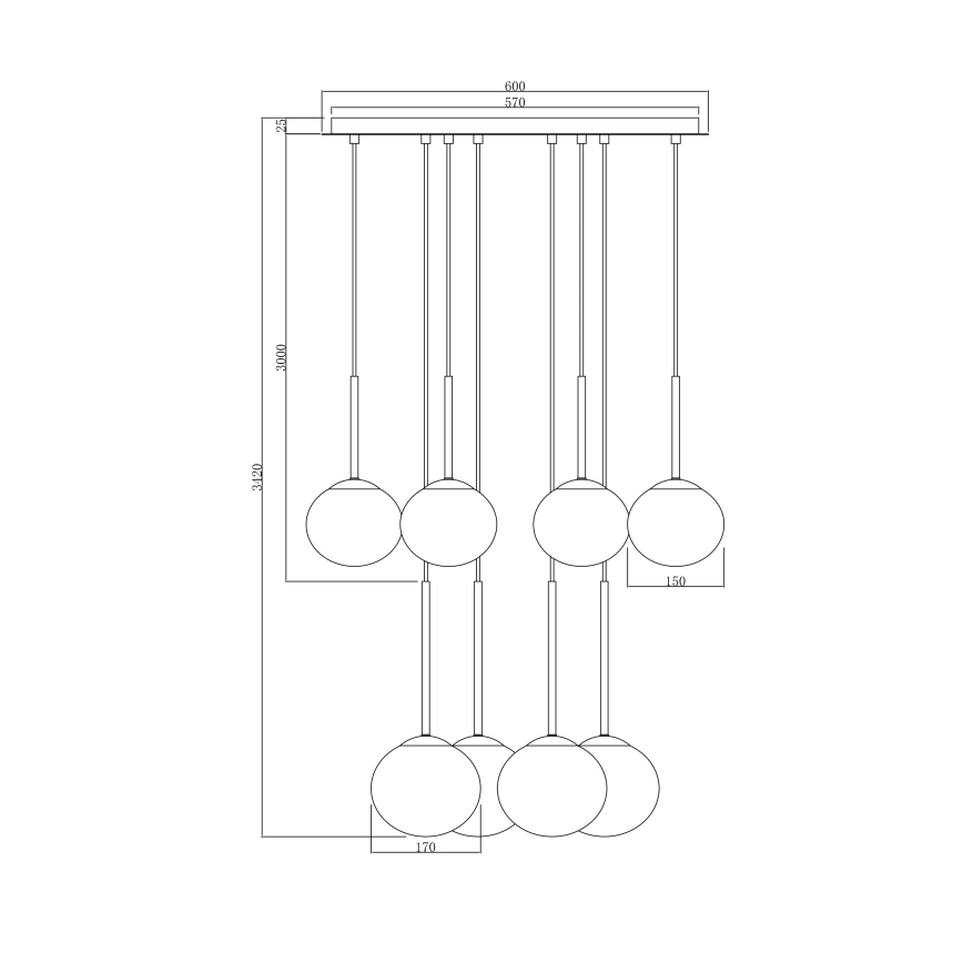 Ondaluce - Żyrandol na lince JEWEL 8xE14/10W/230V śr. 70 cm złoty/biały