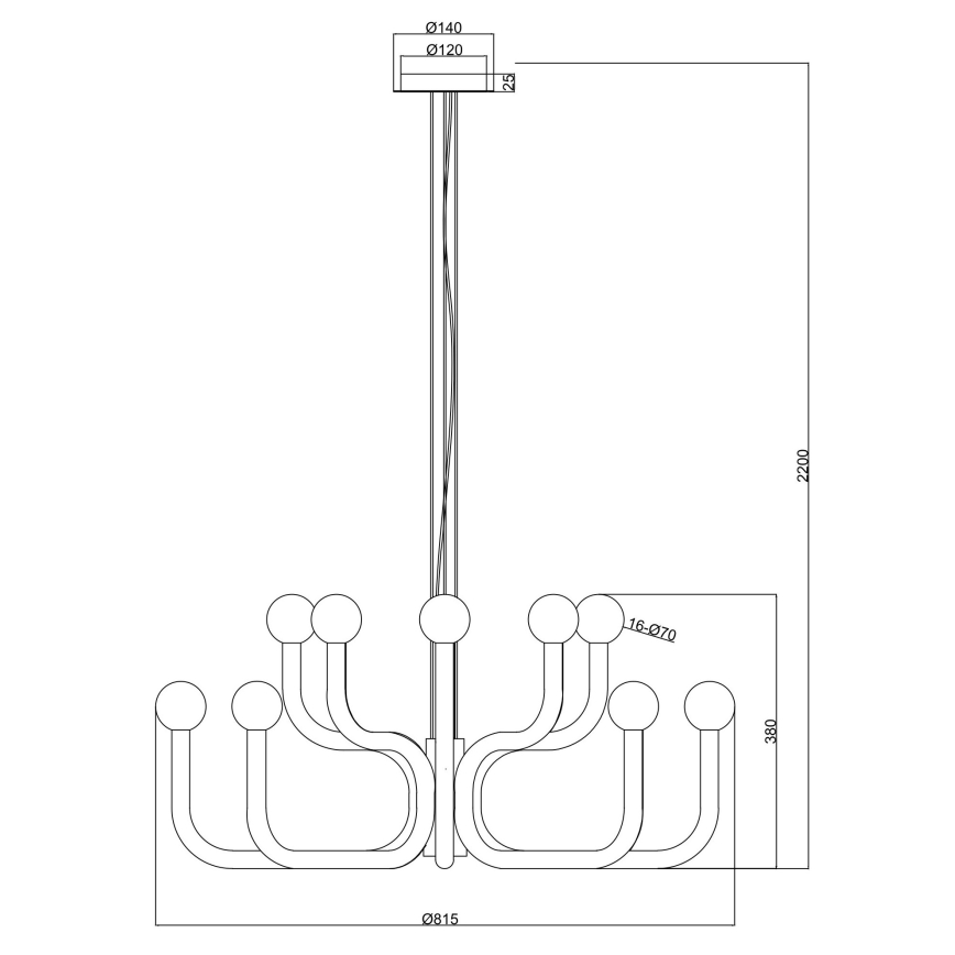 Ondaluce - Żyrandol na linkach DERBY 16xG9/7W/230V śr. 81,5 cm złoty