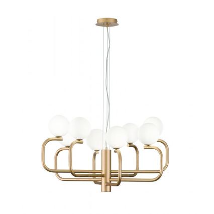 Ondaluce - Żyrandol na przewodzie JEPPY 8xG9/7W/230V śr. 78,5 cm złota/biała