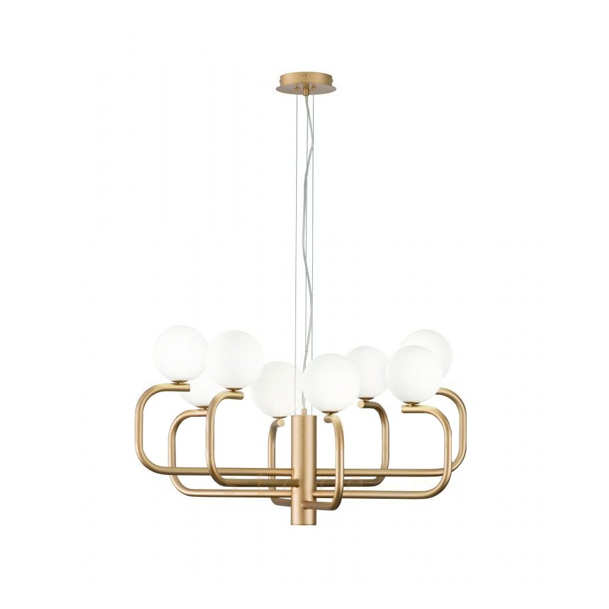 Ondaluce - Żyrandol na przewodzie JEPPY 8xG9/7W/230V śr. 78,5 cm złota/biała