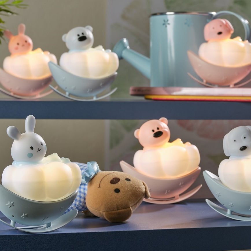 ONLI - LED Ładowalna dziecięca lampka nocna NUVOLINA LED/2,5W/5V 300 mAh króliczek/niebieski