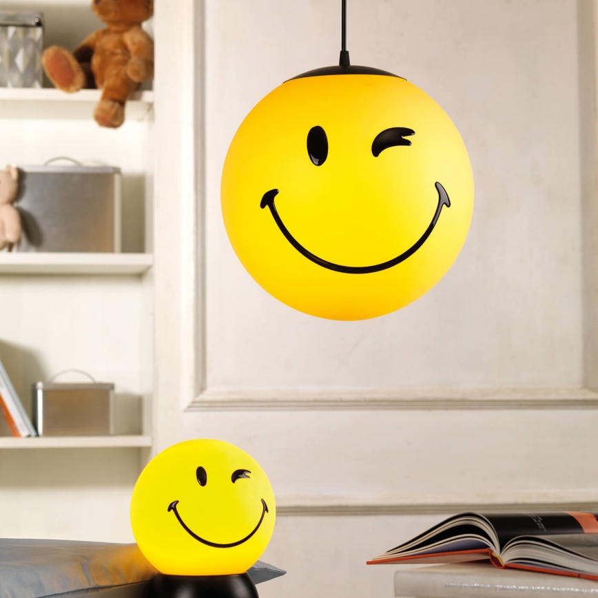 ONLI - Dziecięcy żyrandol na przewodzie SMILEY 1xE27/15W/230V żółty