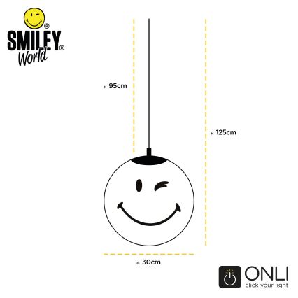 ONLI - Dziecięcy żyrandol na przewodzie SMILEY 1xE27/15W/230V żółty