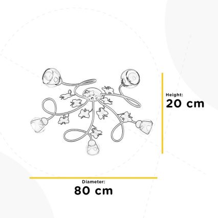 ONLI - Dziecięcy żyrandol natynkowy BUTTERFLY 5xE14/6W/230V
