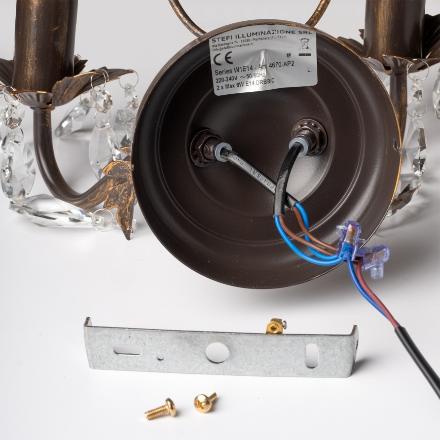 ONLI - Kinkiet TERESA 2xE14/6W/230V brąz