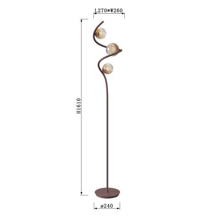 ONLI - Lampa podłogowa FRIDA 3xG9/10W/230V miedź