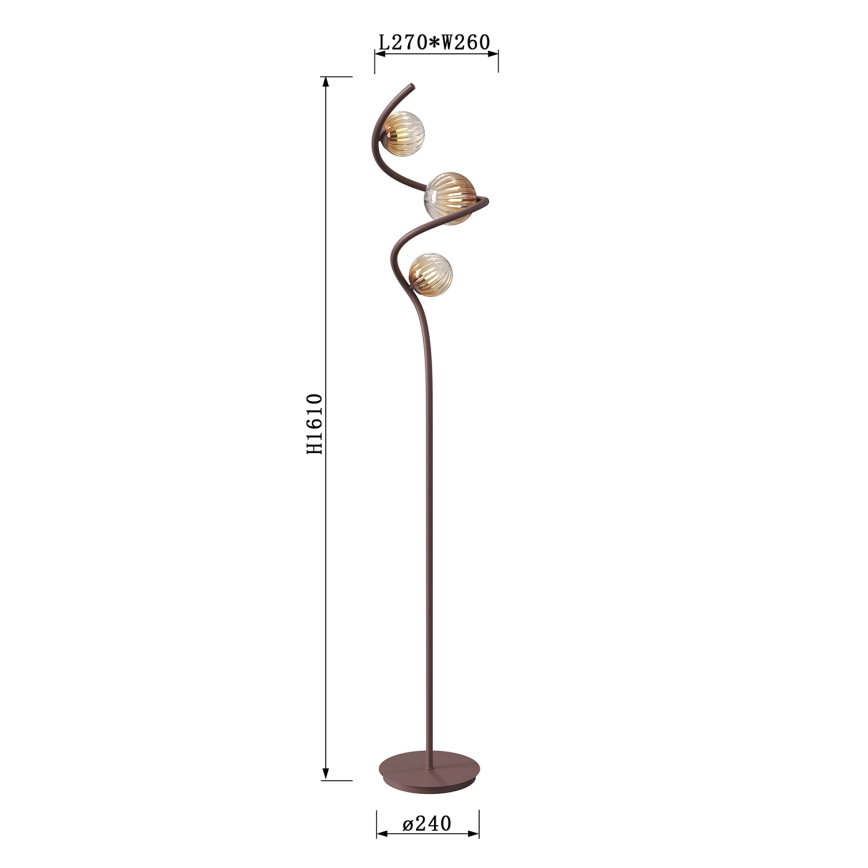 ONLI - Lampa podłogowa FRIDA 3xG9/10W/230V miedź