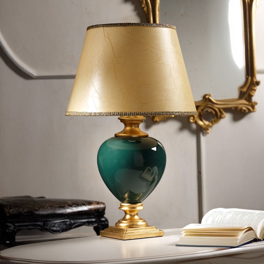 ONLI - Lampa stołowa AMADEUS 1xE27/15W/230V 72 cm zielona/złota