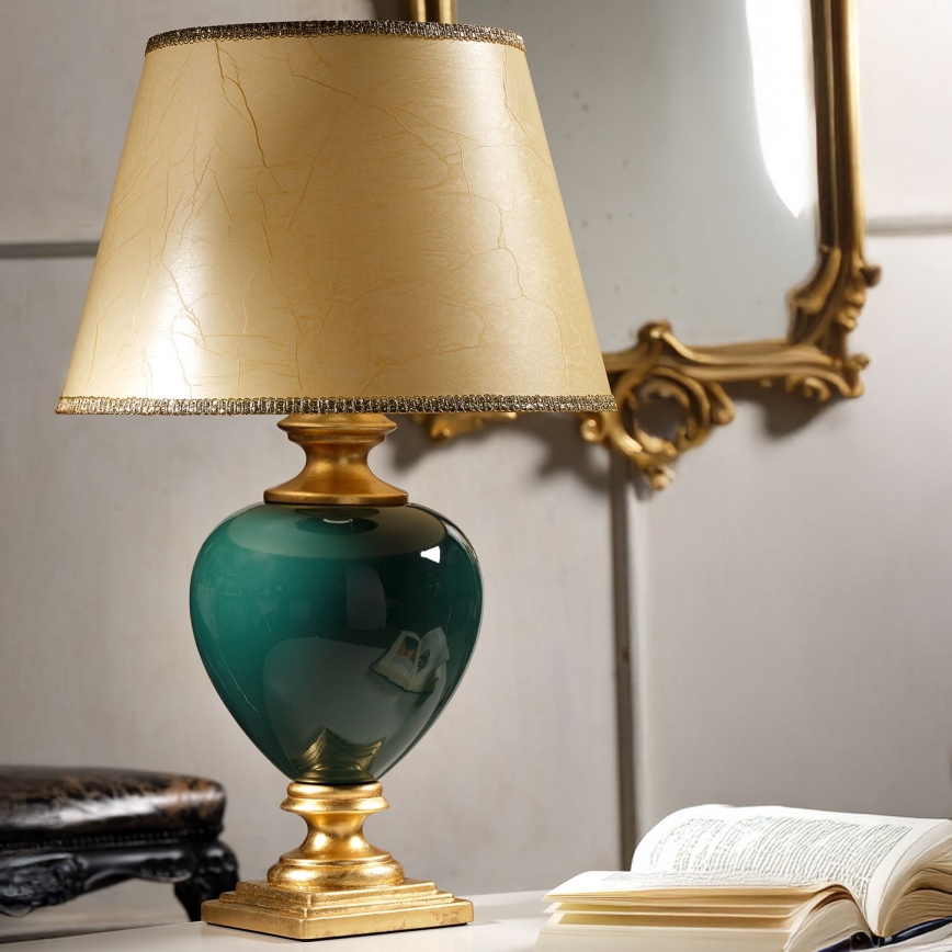 ONLI - Lampa stołowa AMADEUS 1xE27/15W/230V 72 cm zielona/złota