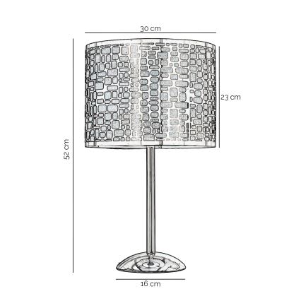 ONLI - Lampa stołowa BRUCE 1xE27/15W/230V 52 cm matowy chrom