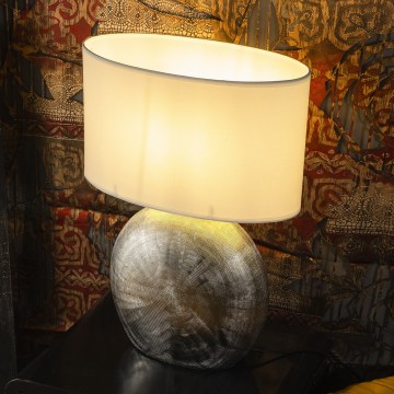 ONLI - Lampa stołowa CERAMICA 1xE27/15W/230V 51 cm srebrna/biała