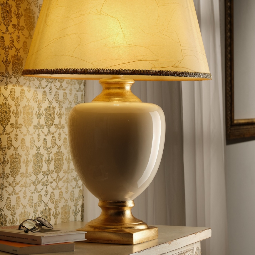 ONLI - Lampa stołowa MOZART 1xE27/22W/230V beżowe/złoty 75 cm