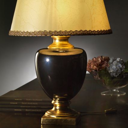 ONLI - Lampa stołowa MOZART 1xE27/22W/230V czarne/złoty 75 cm