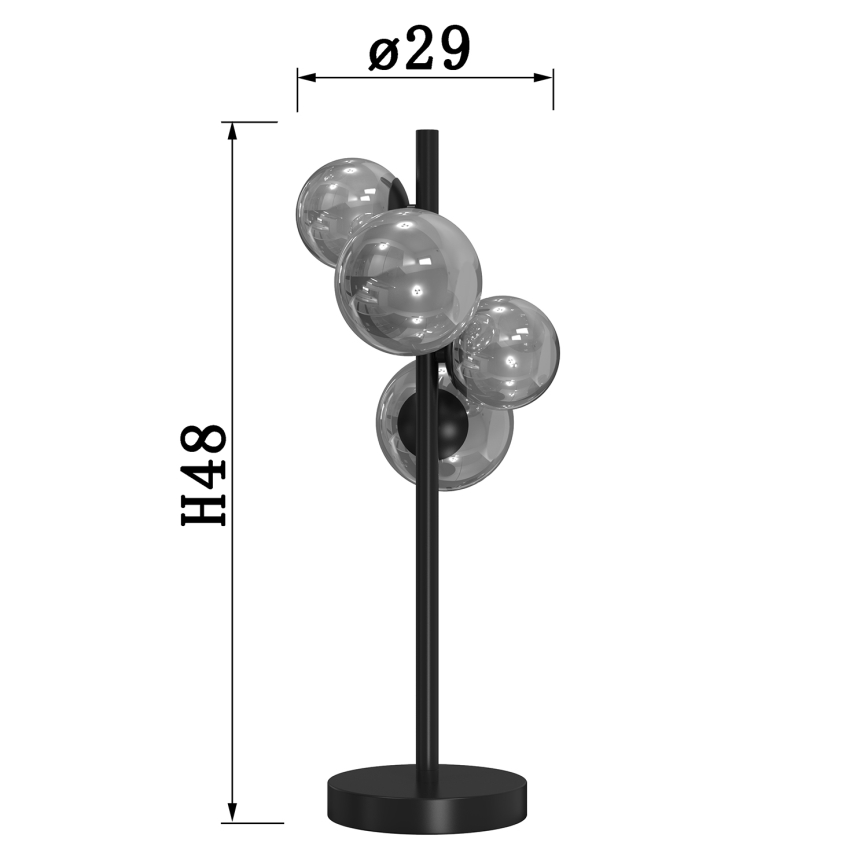ONLI - Lampa stołowa PALOMA 4xG9/10W/230V 48 cm czarny/dymny