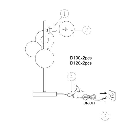 ONLI - Lampa stołowa PALOMA 4xG9/10W/230V 48 cm złoty