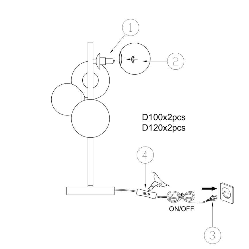 ONLI - Lampa stołowa PALOMA 4xG9/10W/230V 48 cm złoty