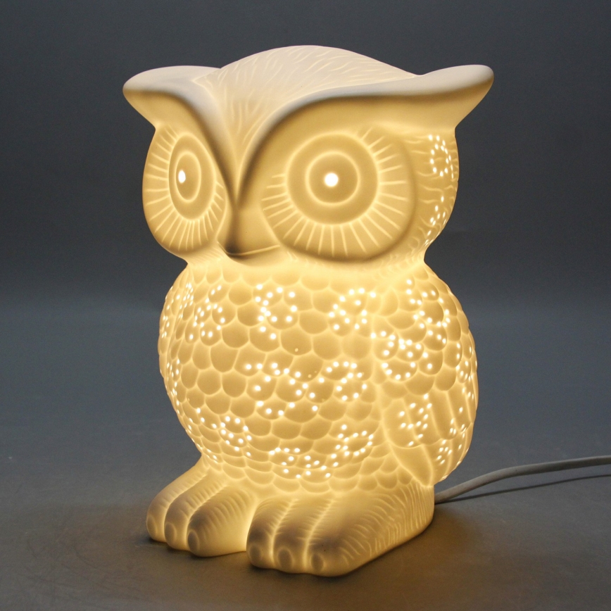 ONLI - Lampa stołowa PORCELLANA 1xE14/6W/230V 25 cm sowa