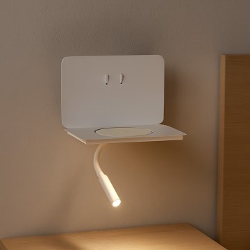 ONLI - LED elastyczna lampka z półką WIK LED/6,5W/230V + LED/3W biała