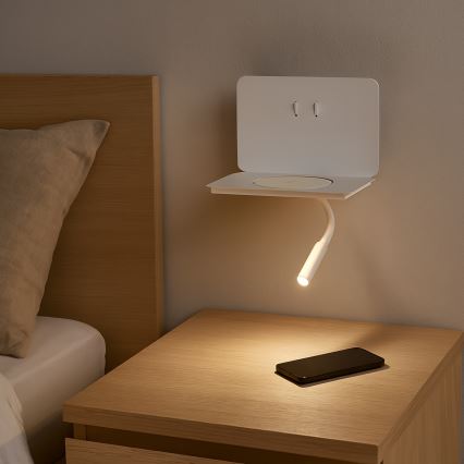 ONLI - LED elastyczna lampka z półką WIK LED/6,5W/230V + LED/3W biała