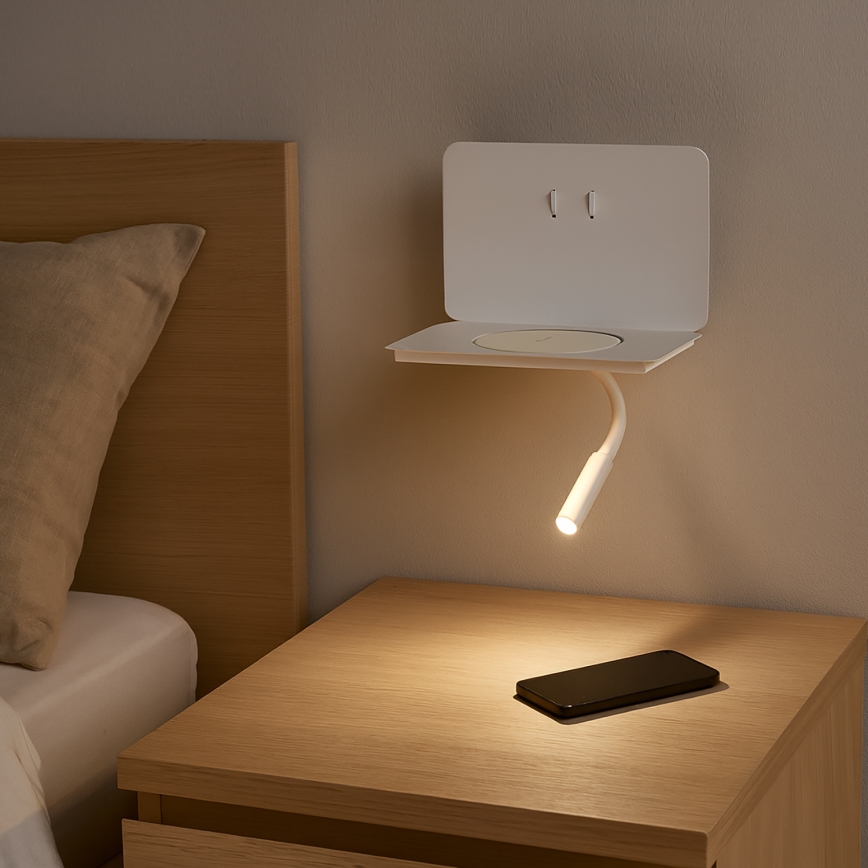 ONLI - LED elastyczna lampka z półką WIK LED/6,5W/230V + LED/3W biała