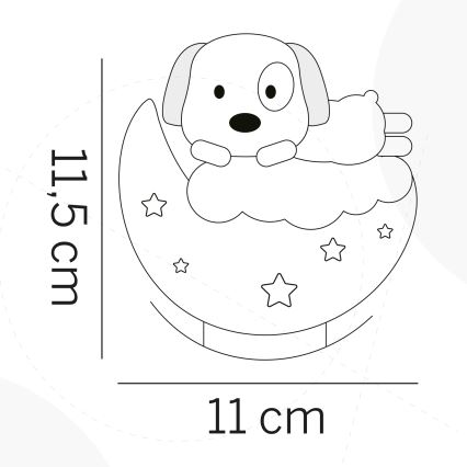 ONLI - Ładowalna dziecięca lampka nocna NUVOLINA LED/2,5W/5V 300 mAh pies/niebieska