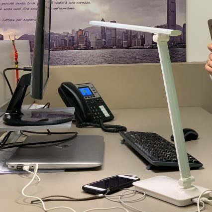 ONLI - Ściemnialna dotykowa lampa stołowa LED ze złączem USB portem DESKI LED/7W/230V 4000K biały