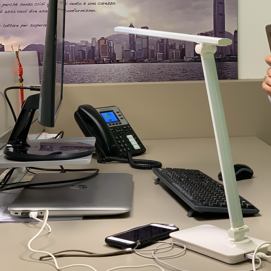 ONLI - Ściemnialna dotykowa lampa stołowa LED ze złączem USB portem DESKI LED/7W/230V 4000K biały