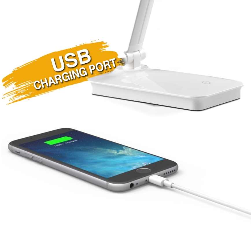 ONLI - Ściemnialna dotykowa lampa stołowa LED ze złączem USB portem DESKI LED/7W/230V 4000K biały