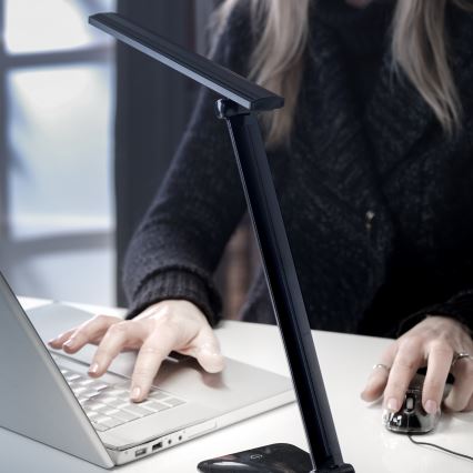 ONLI - LED Lampa stołowa ściemnialna z portem USB DESKI LED/7W/230V 4000K czarny