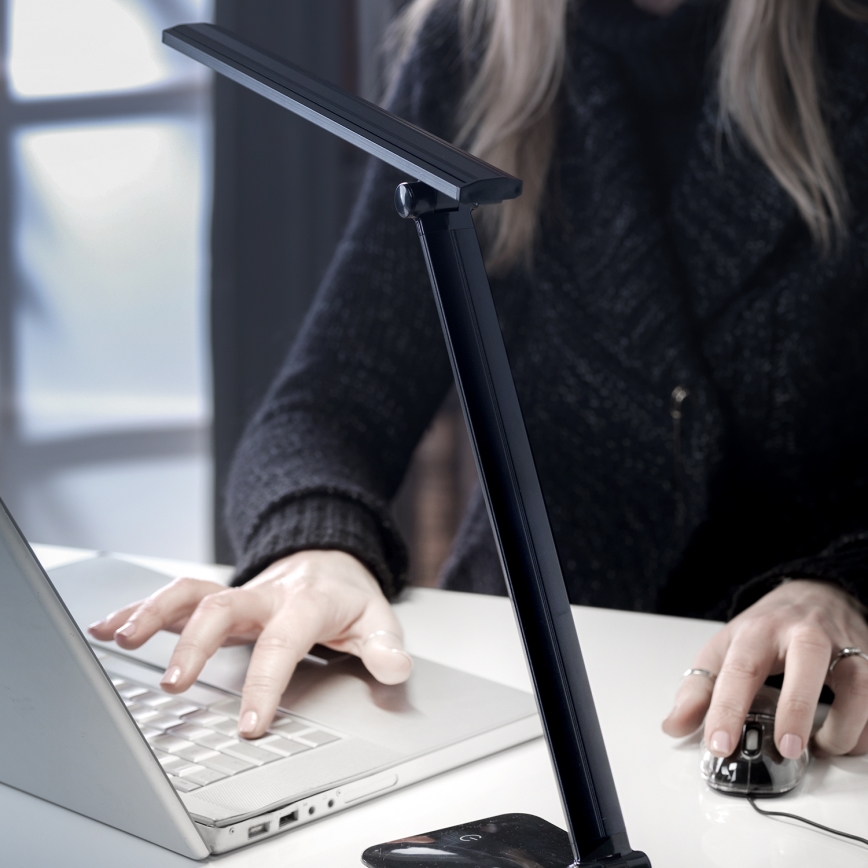 ONLI - LED Lampa stołowa ściemnialna z portem USB DESKI LED/7W/230V 4000K czarny