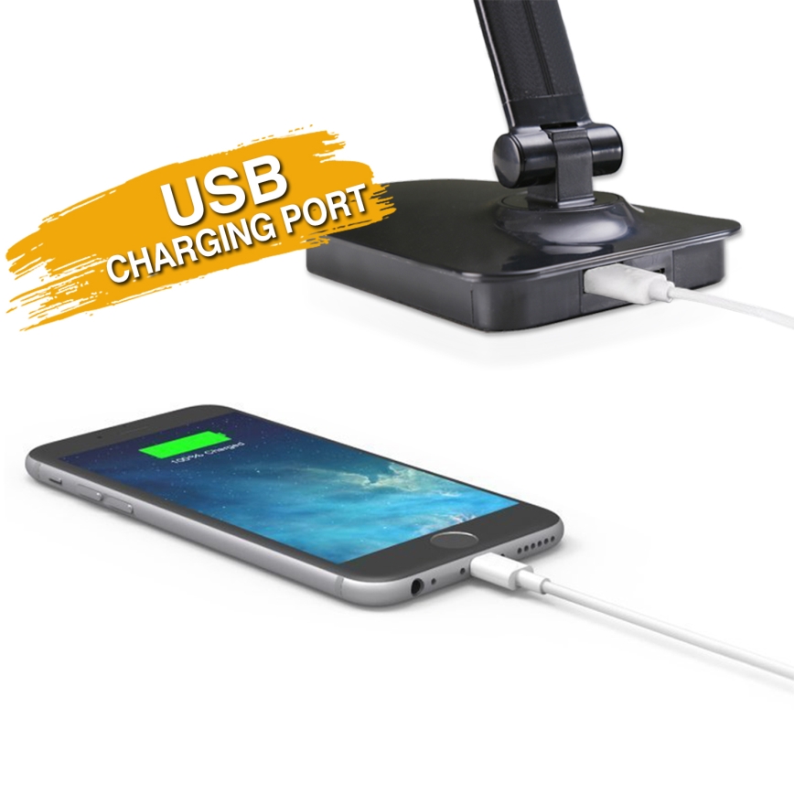 ONLI - LED Lampa stołowa ściemnialna z portem USB DESKI LED/7W/230V 4000K czarny