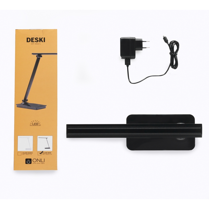 ONLI - LED Lampa stołowa ściemnialna z portem USB DESKI LED/7W/230V 4000K czarny