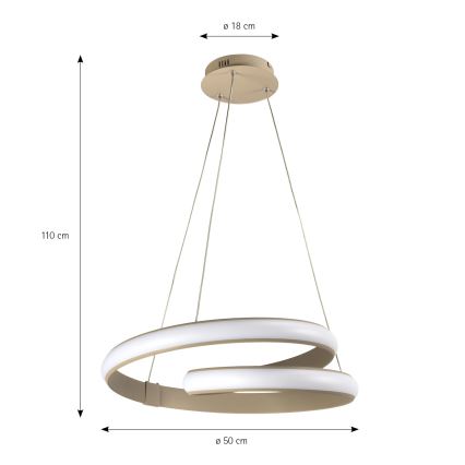 ONLI - LED Lampa wisząca na lince MATISSE LED/40W/230V beżowy