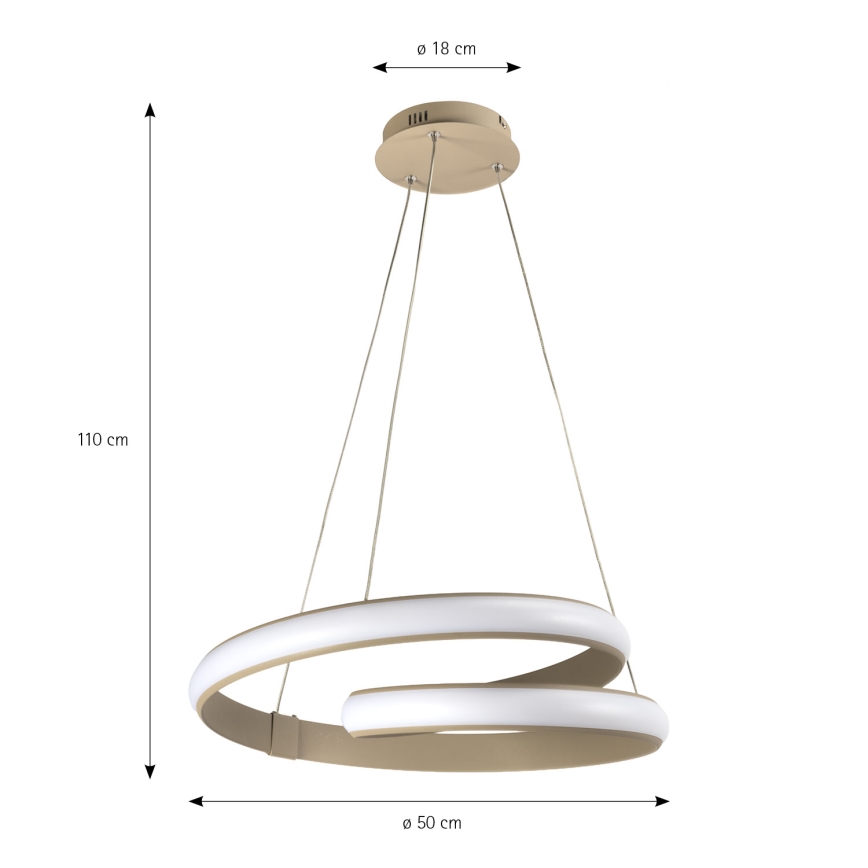 ONLI - LED Lampa wisząca na lince MATISSE LED/40W/230V beżowy