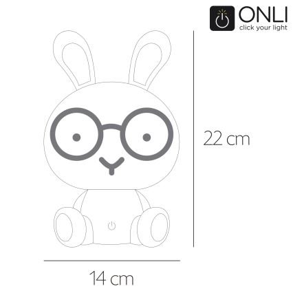 ONLI - ściemnialna dziecięca lampka nocna LED PUPPIES LED/3W/230V 22 cm króliczek/niebieski