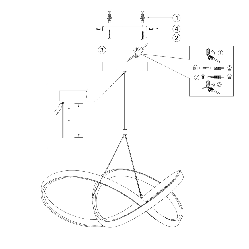 ONLI - LED Żyrandol na lince LOOP LED/40W/230V 4000K chrom błyszczący