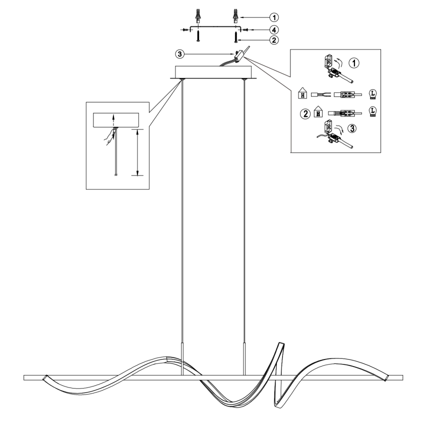 ONLI - LED Żyrandol na lince TWIST LED/30W/230V 4000K czarny