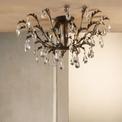 ONLI - Oprawa sufitowa TERESA 3xE14/6W/230V brązowa