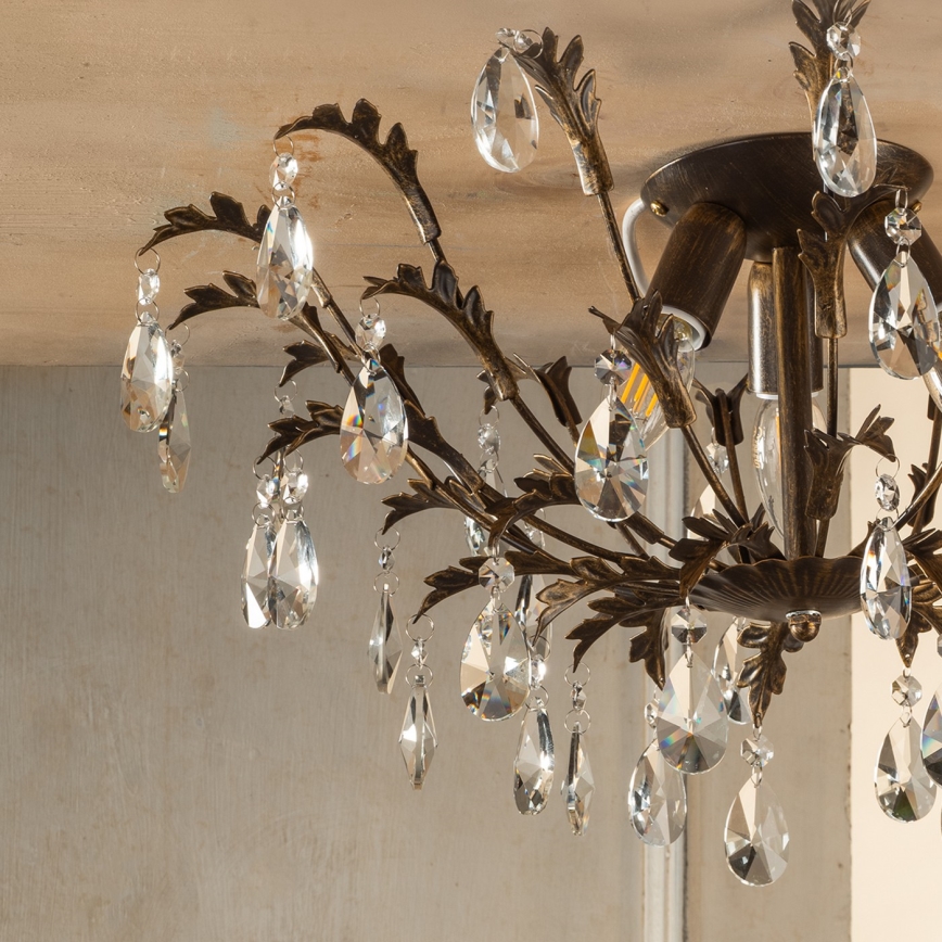 ONLI - Oprawa sufitowa TERESA 3xE14/6W/230V brązowa