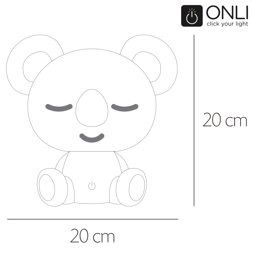 ONLI - LED ściemniana lampka nocna dla dzieci PUPPIES LED/3W/230V 20 cm koala/zielona
