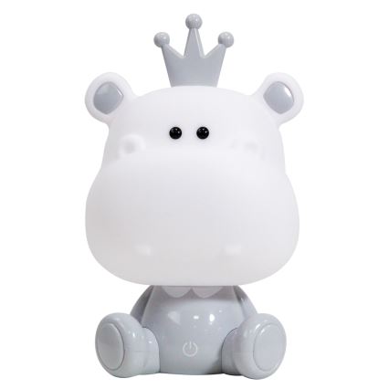 ONLI - Dziecięca lampka nocna LED ściemnialna PUPPIES LED/3W/230V 25 cm hipopotam/szary