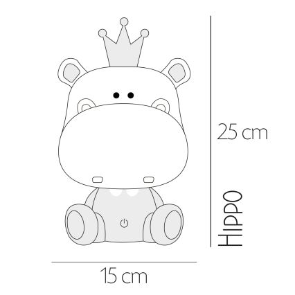 ONLI - Dziecięca lampka nocna LED ściemnialna PUPPIES LED/3W/230V 25 cm hipopotam/szary