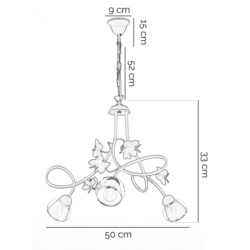 ONLI - Żyrandol dziecięcy BUTTERFLY 3xE14/6W/230V