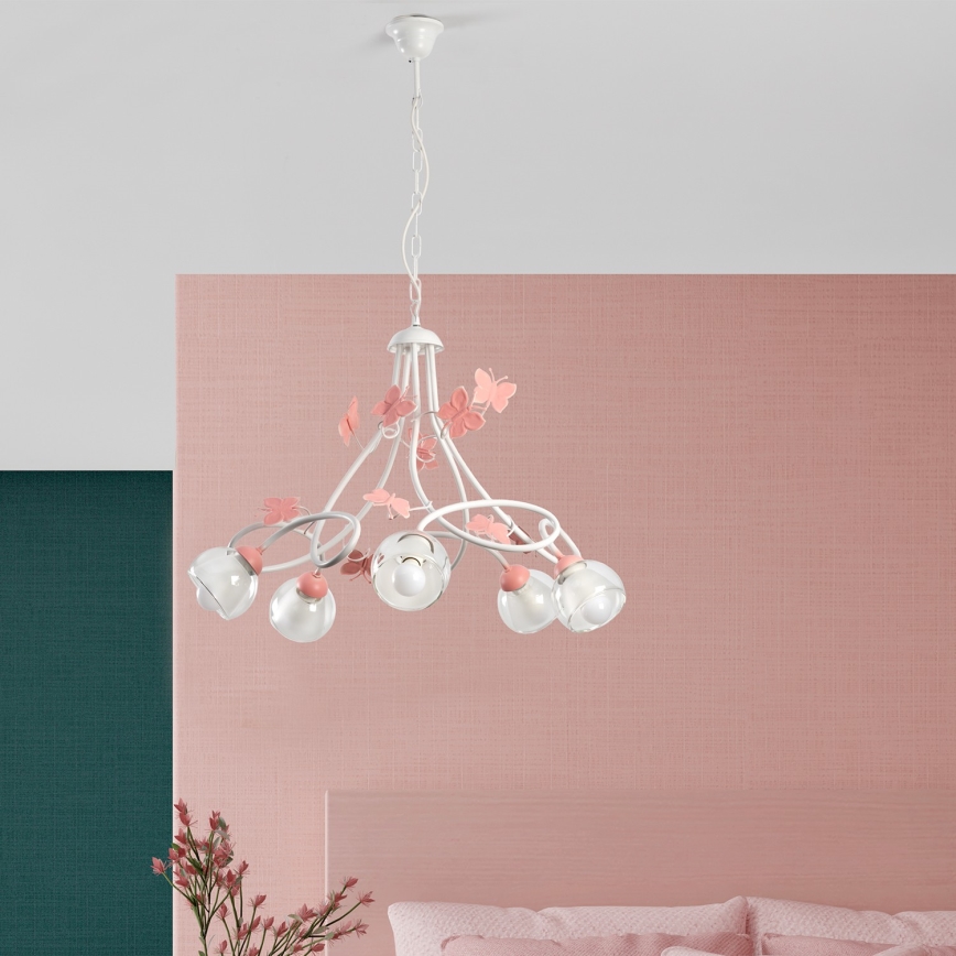 ONLI - Żyrandol dziecięcy BUTTERFLY 5xE14/6W/230V