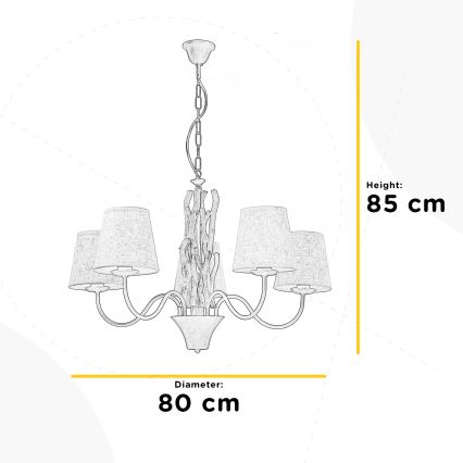 ONLI - Żyrandol na łańcuchu AGAR 5xE14/6W/320V śr. 80 cm