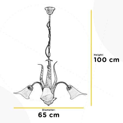 ONLI - Żyrandol na łańcuchu ALGA 3xE14/6W/230V brąz