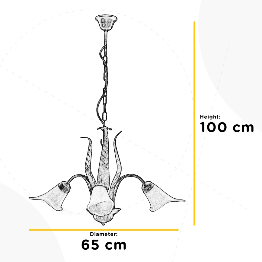 ONLI - Żyrandol na łańcuchu ALGA 3xE14/6W/230V brąz