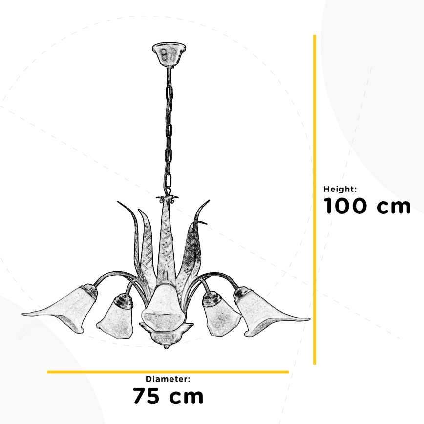 ONLI - Żyrandol na łańcuchu ALGA 5xE14/6W/230V brąz