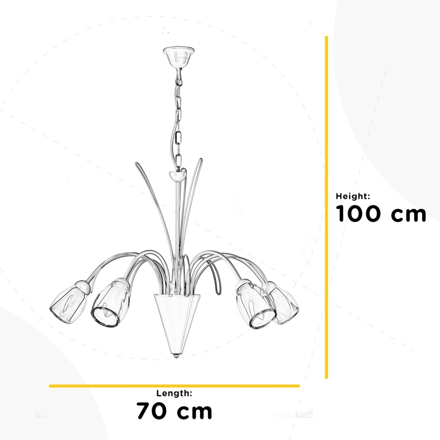 ONLI - Żyrandol na łańcuchu ANTEA 5xE14/6W/230V